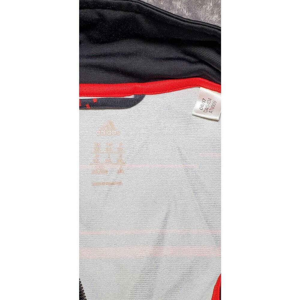 Adidas Sz 2XL Men's Full Zip Athletic Sweatshirt Black Red 3 Stripes Geometric - Picture 5 of 7